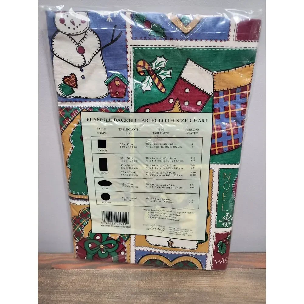 Christmas Tablecloth, Flannel backed Vinyl, 52 x 70 Oblong